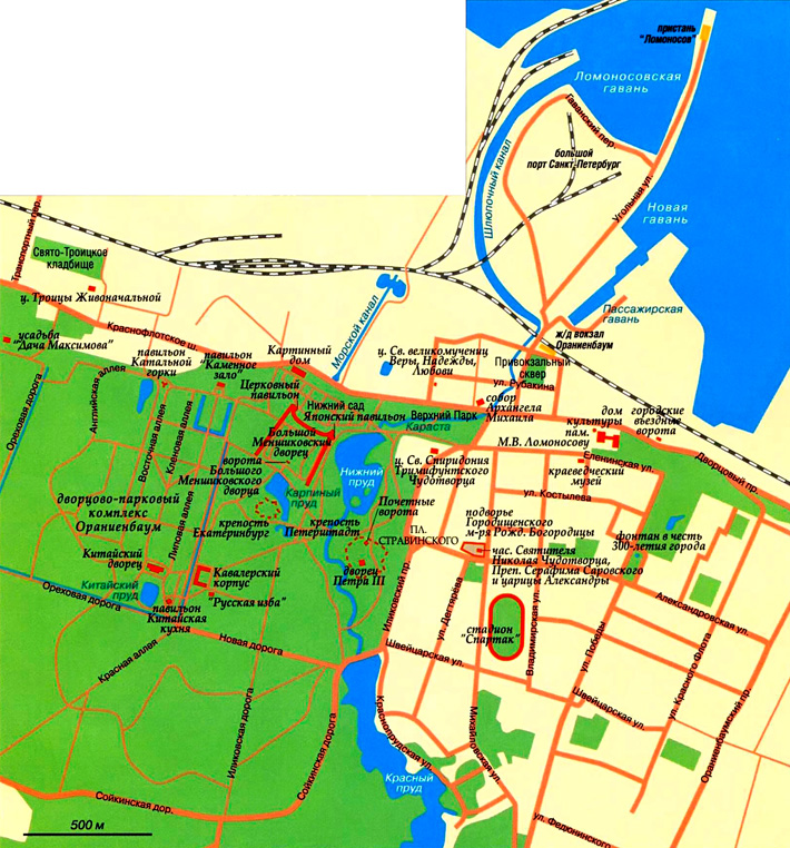 город Ломоносов на карте