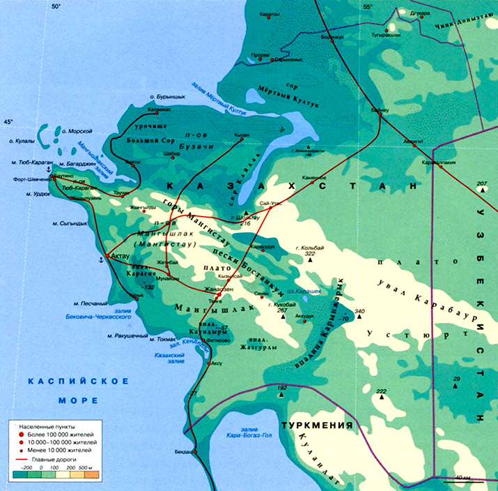 Мангистауская область на карте