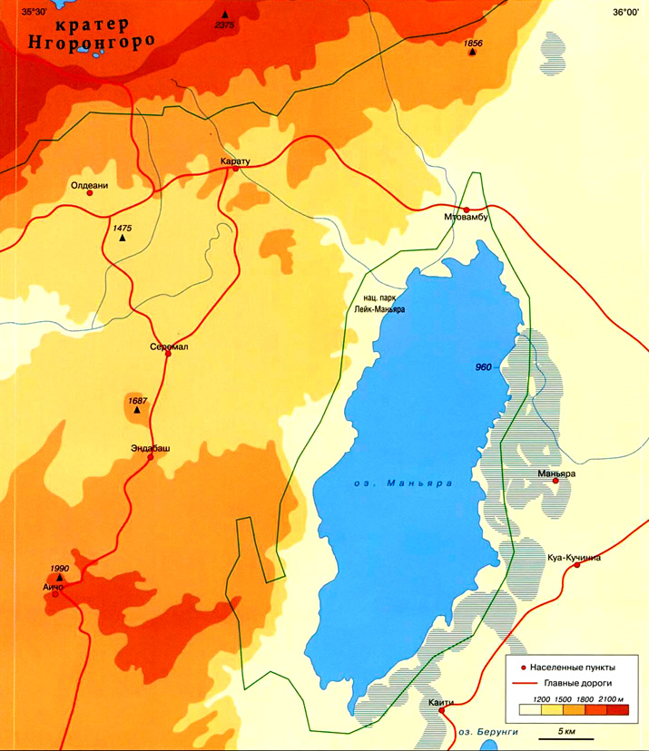 Озеро Маньяра на карте