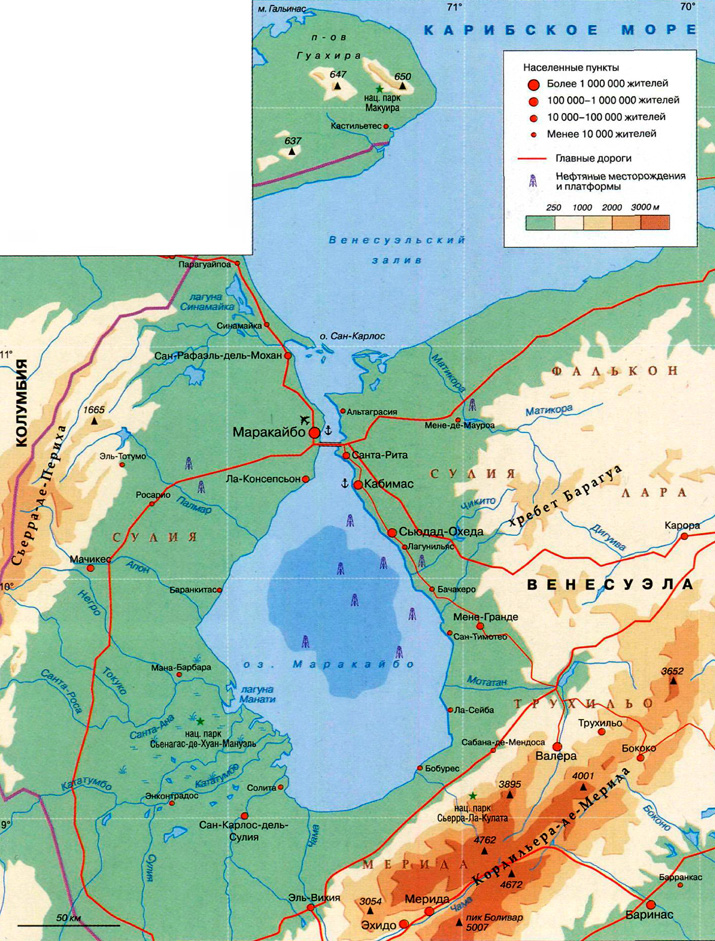 озера Маракайбо на карте