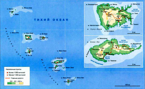 Маркизские острова на карте