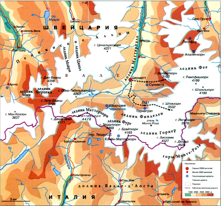 гора Маттерхорн на карте