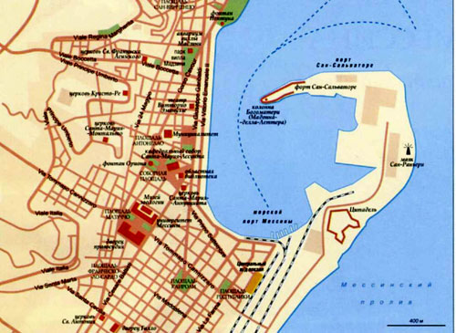 Город Мессина, географическая карта, Город на острове Сицилия