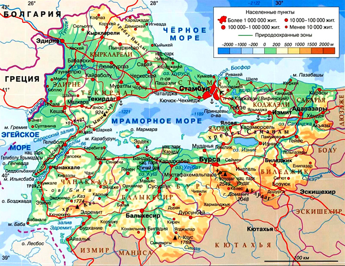 Мраморноморский регион на карте