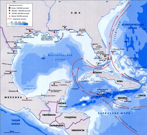 Карта Мексиканского залива