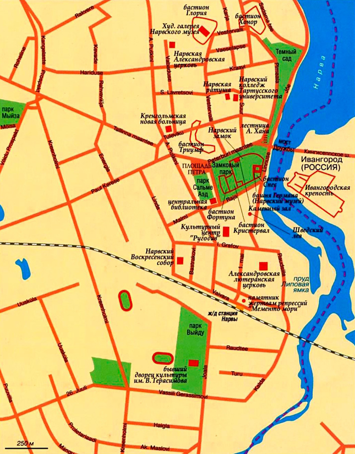 карта города Нарва