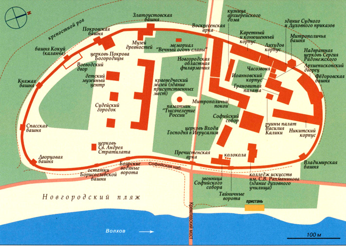 Новгородский кремль на карте