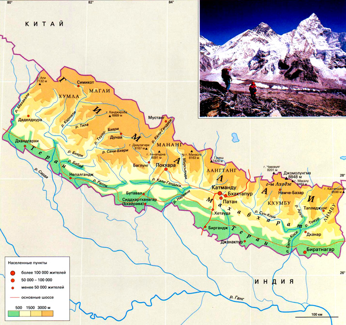 Непал на карте