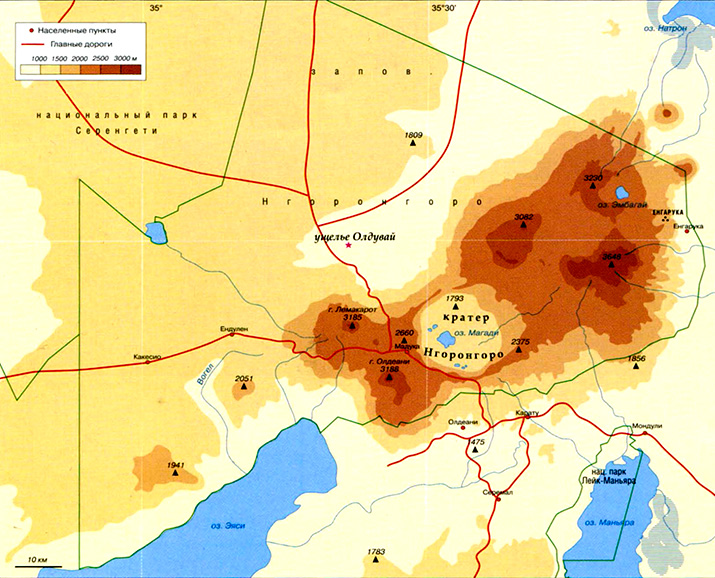 Нгоронгоро на карте
