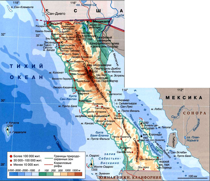 Штат Нижняя Калифорния на карте