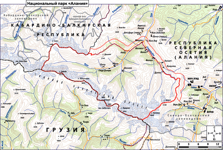 Национальный парк «Алания» на карте