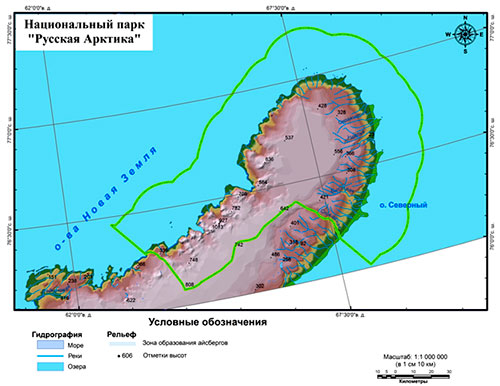 Национальный парк «Русская Арктика» на карте