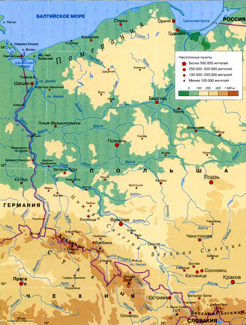 Карта реки Одра