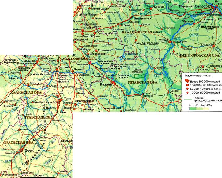 река Ока на карте