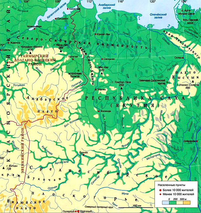 река Оленёк на карте