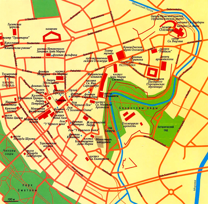карта города Оломоуц