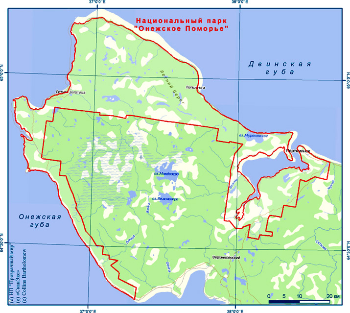 Национальный парк «Онежское Поморье» на карте