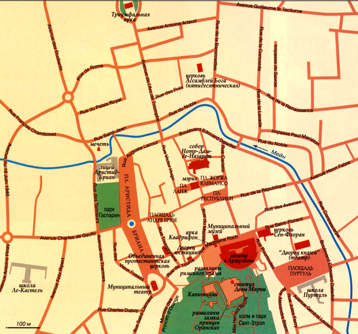 Город Оранж на карте