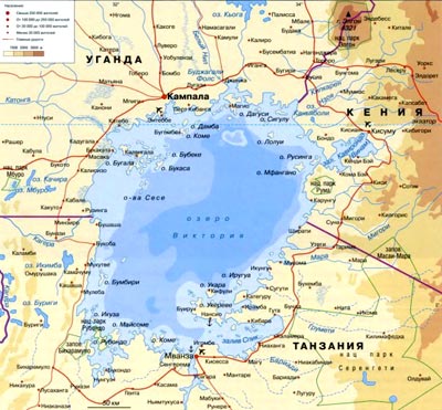 Озеро Витория на карте