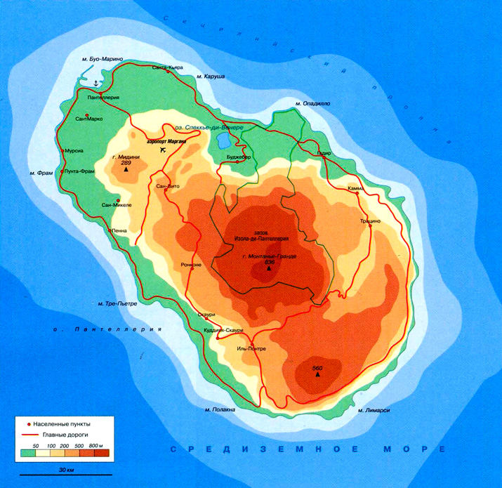 остров Пантеллерия на карте