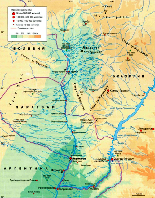 Бассейн реки Парагвай на карте.