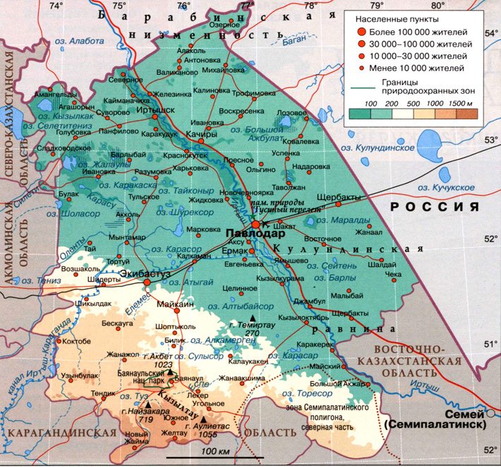 Павлодарская область на карте