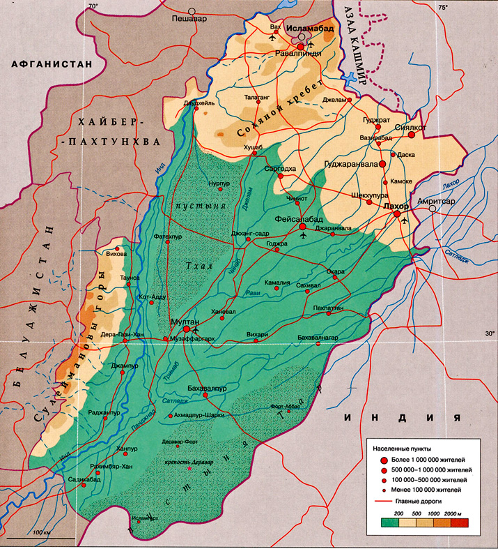 провинция Пенджаб на карте (Пакистан)