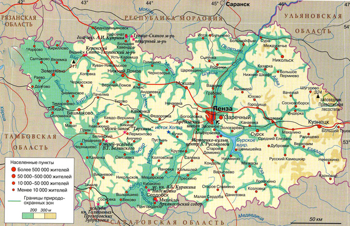 Пензенская область на карте