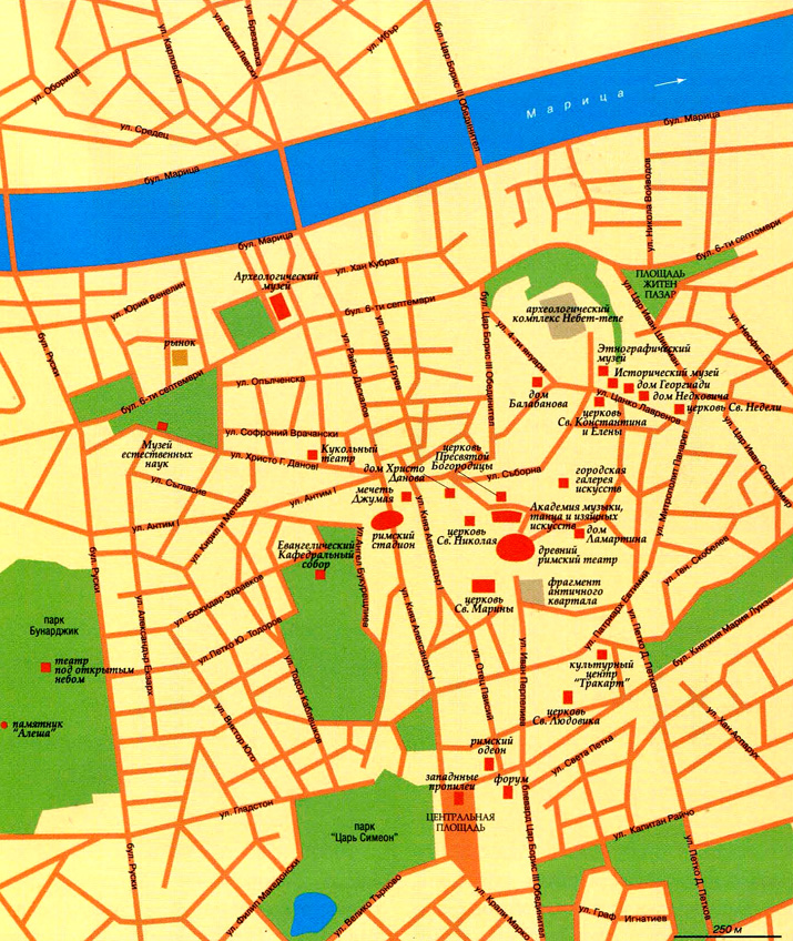 карта города Пловдив