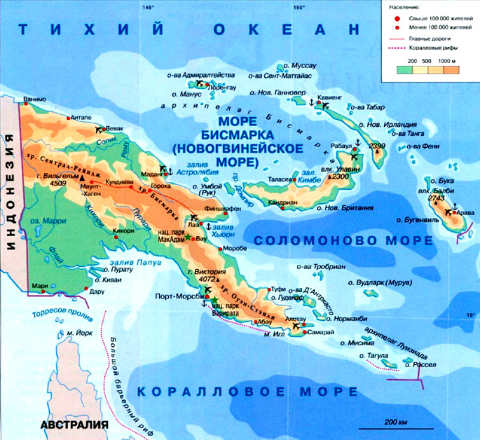 Папуа – Новая Гвинея на карте