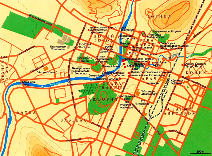карта города Подгорица