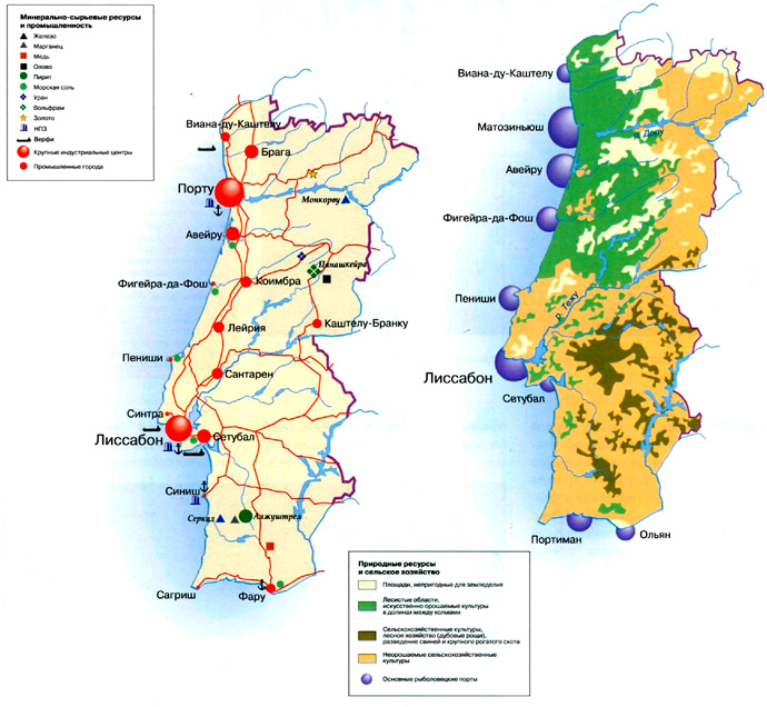 Экономическая карта Португалии