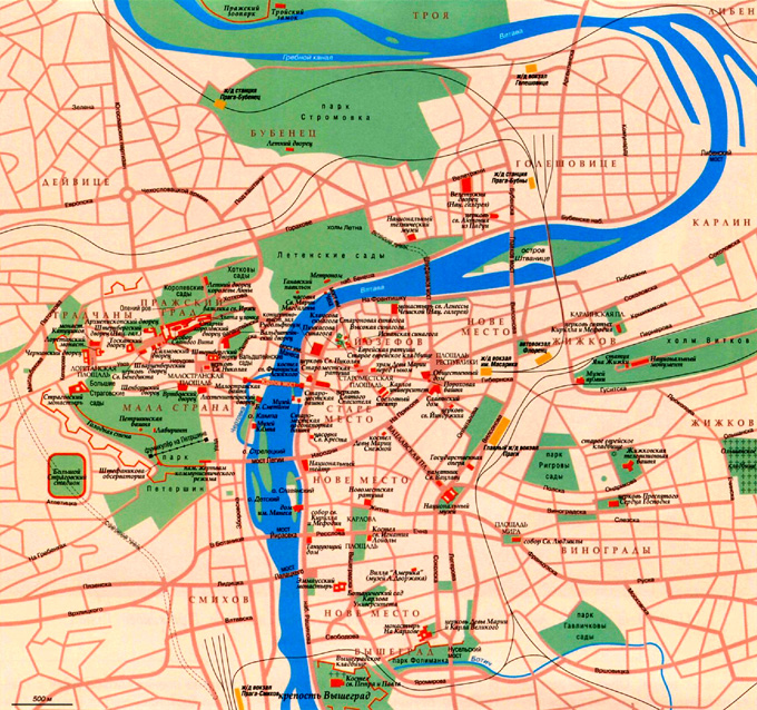 Карта города Прага