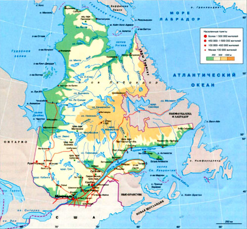 Провинция Квебек на карте.