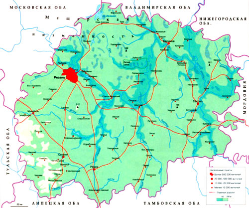 Рязанская область на карте.