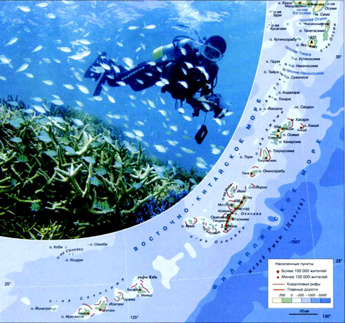 Рюкю на карте (Тихий океан)