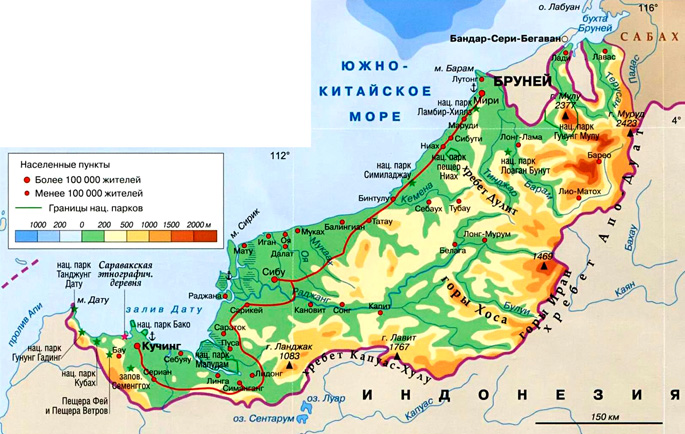 Штат Саравак на карте