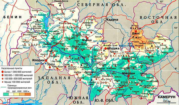 Северная Центральная Нигерия на карте