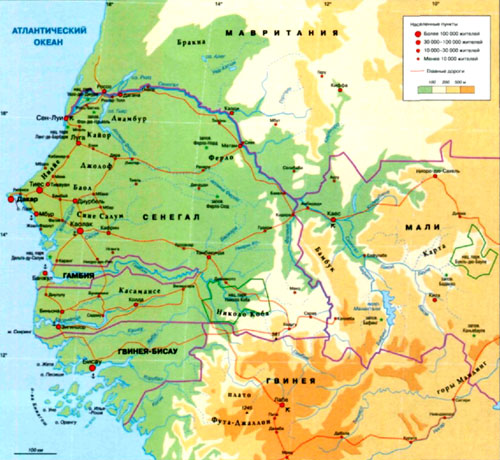 Бассейн реки Сенегал на карте.