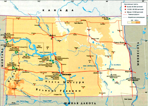 Северная Дакота на карте.