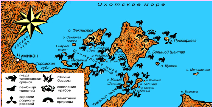 Национальный парк «Шантарские острова» на карте