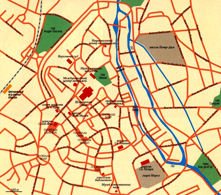 карта города Шартр