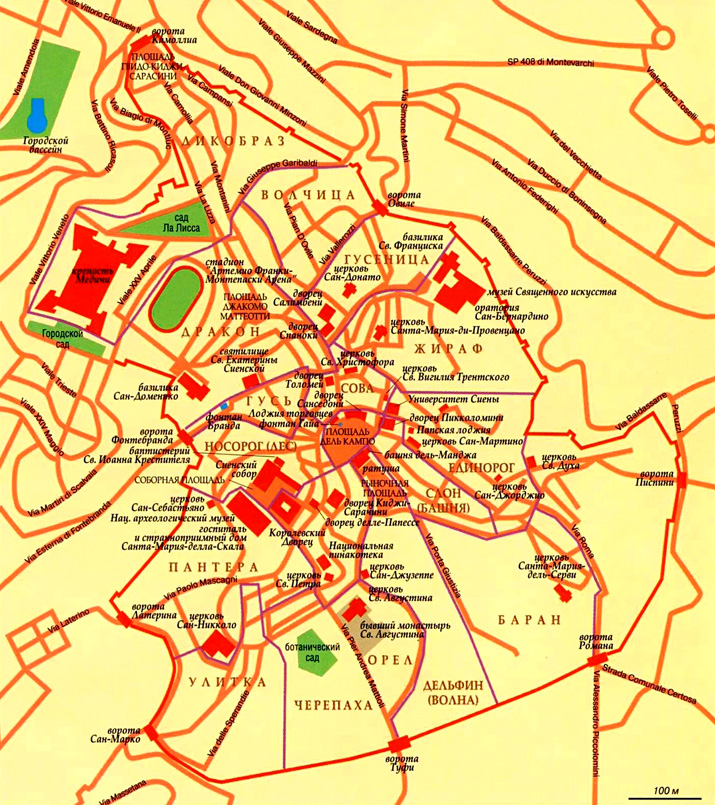 карта города Сиена