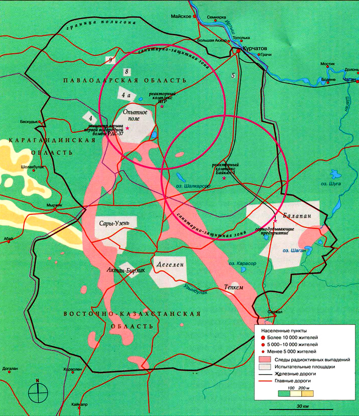 Семипалатинский испытательный полигон на карте