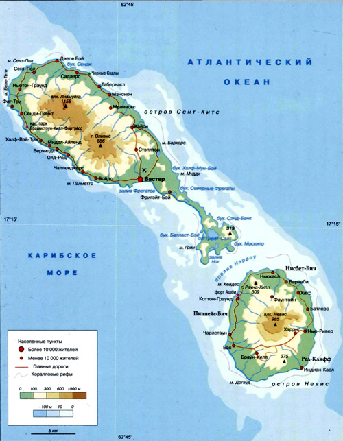 Карта Сент Китс и Невис