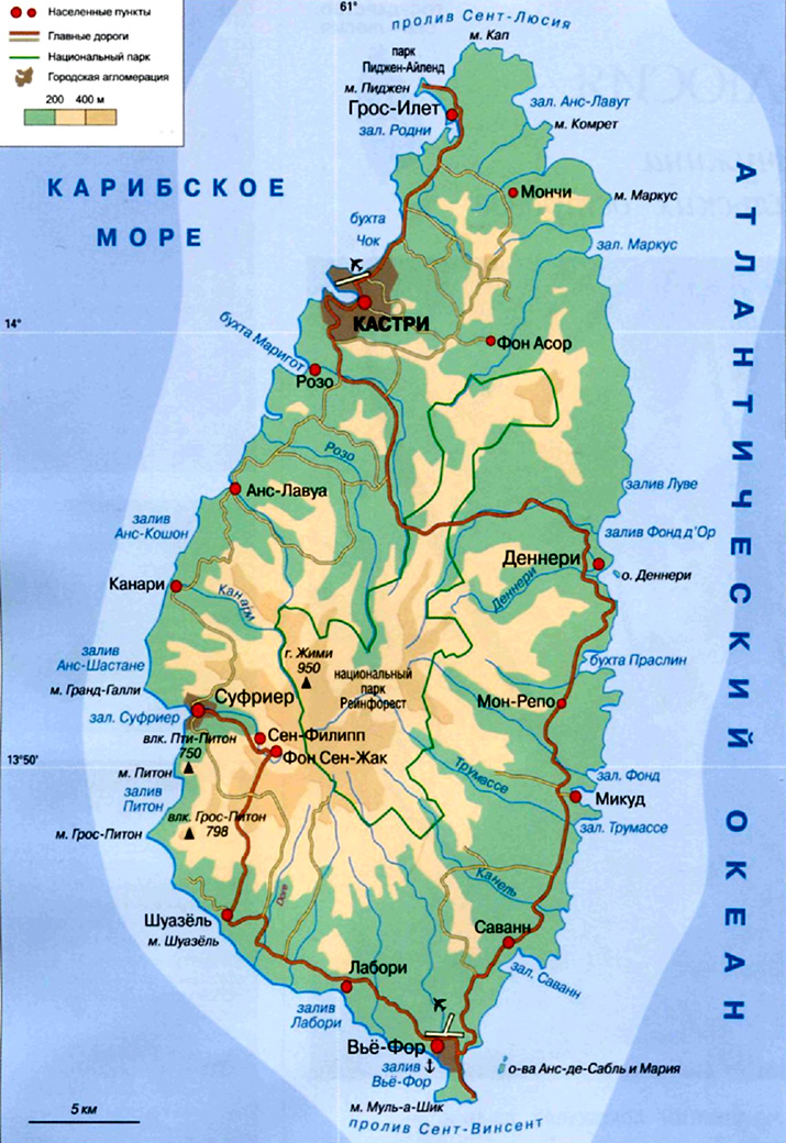 Сент-Люсия на карте