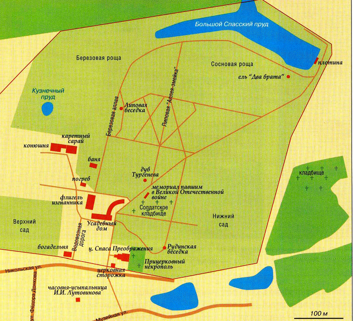 Спасское-Лутовиново (усадьба И.С. Тургенева) на карте