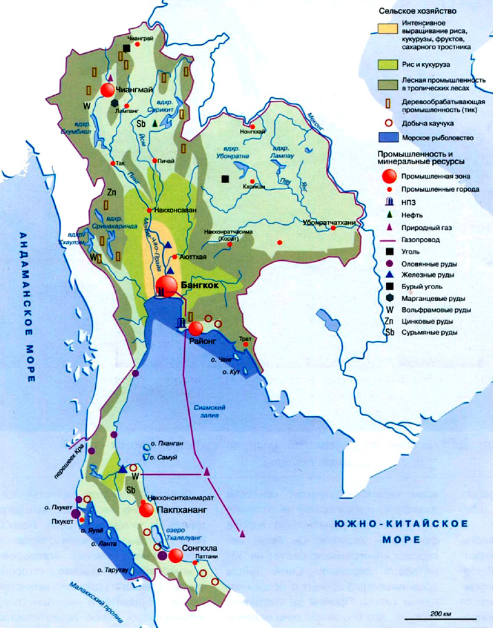 экономическая карта Таиланда