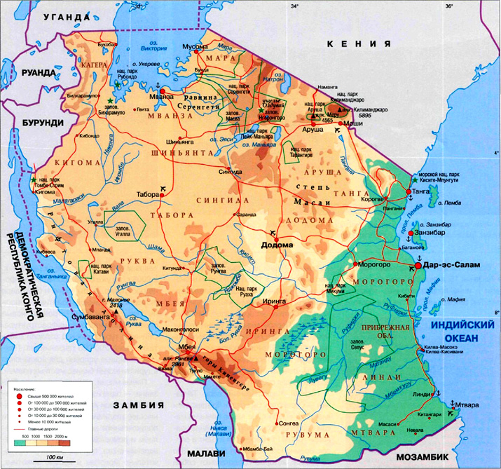 карта Танзании