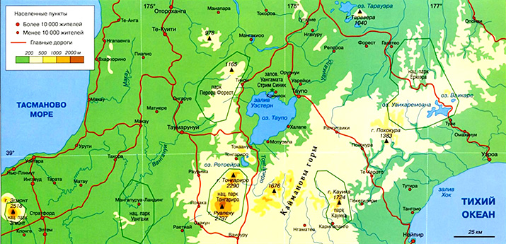 Озеро Таупо на карте